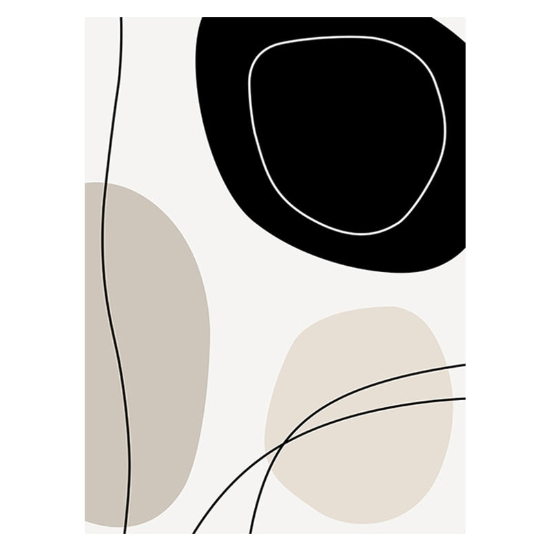 Modern Minimalist Black Beige White Wall Art Fine Art Canvas Prints Abstract Pictures For Living Room Dining Room Bedroom Wall Decor
