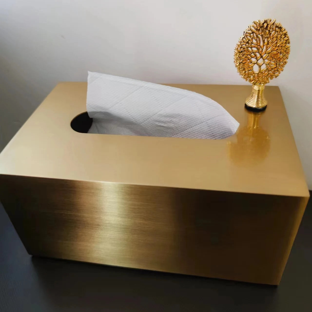 Premium Brushed Metal Tissue Box - Elegant Tissue Dispenser for Living Room Table, Desks & Hospitality Spaces