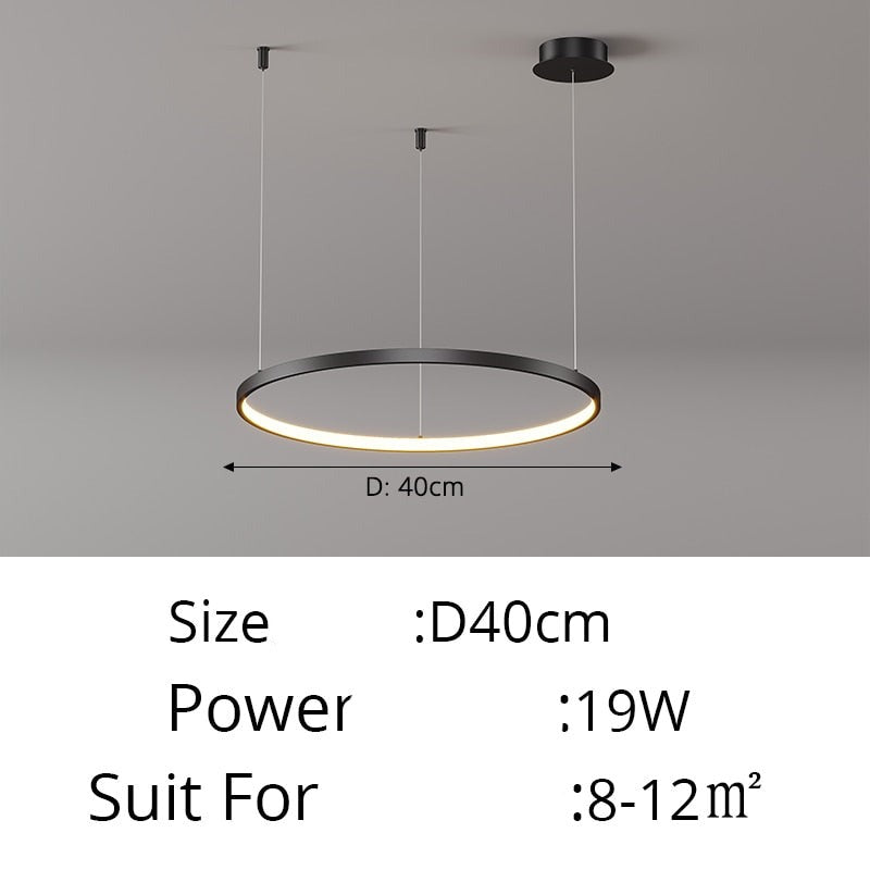 Contemporary Ring of Light LED Chandelier Suspended Circles Pendant Lights For Living Room Dining Room Reception Foyer Lighting