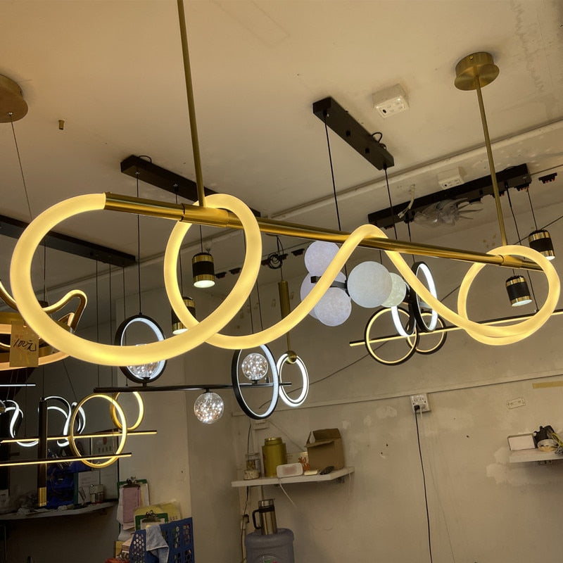 Minimalist LED Tube Lighting Suspension Chandelier Contemporary Lighting Fixture For Living Room Dining Room Modern Interior Lighting