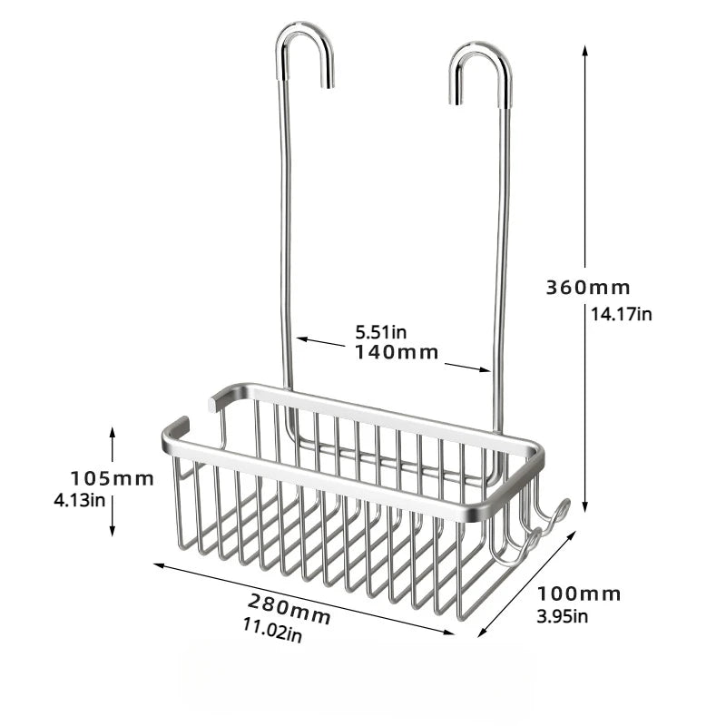 No-Drill Shower Storage Rack – Space-Saving Hanging Basket for Bathroom Toiletries & Shower Products