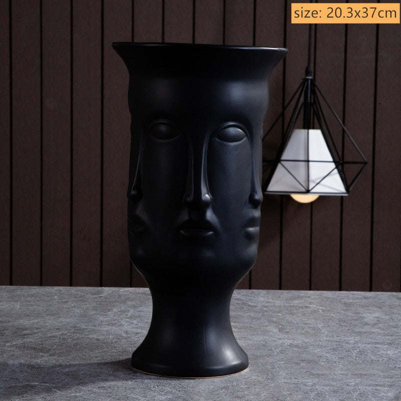 Modern Trendy Face Pot Contemporary Ceramic Human Face & Lips Flower Pot Vase For Floral Arrangements Creative Home Interior Decor