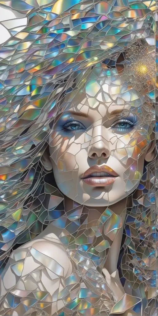 Abstract Colorful Broken Woman Face Portrait Posters: Modern Aesthetic Canvas Print Wall Art for Your Walls