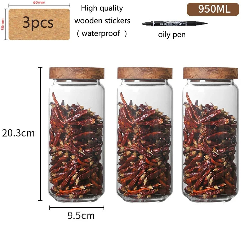 Airtight Food Storage Glass Jars With Bamboo Lid Stylish & Practical Jars For Storing Coffees Tea Leaves Grains Beans Spices Herbs etc
