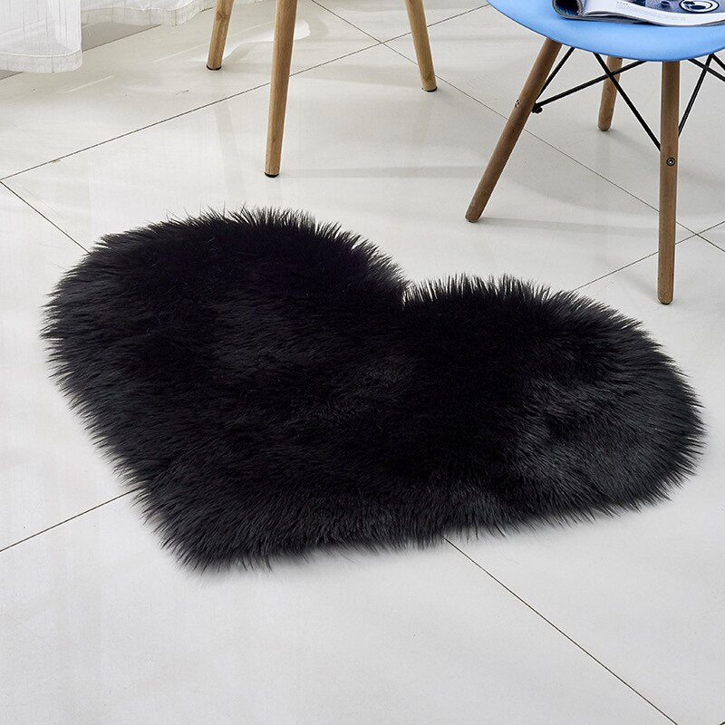 Soft Plush Fluffy Heart Rug Floor Mat For Living Room Bedroom Anti Slip Deep Pile Rug - Choose Your Color!