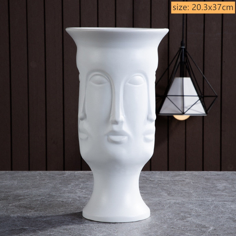 Modern Trendy Face Pot Contemporary Ceramic Human Face & Lips Flower Pot Vase For Floral Arrangements Creative Home Interior Decor