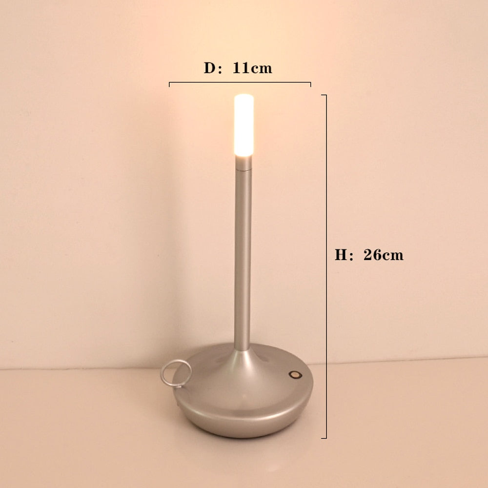 Retro Cordless Candle Stick LED Night Light Rechargeable Portable Desktop Coffee Table Light For Bedside Table