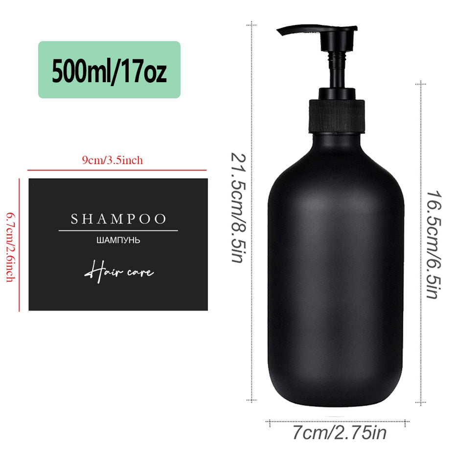 Minimalist Matte Black Cosmetic Dispensers For Hand Liquid Shampoo Shower Gel etc Refillable Soap Pump Lotion Bottles 500ml Set of 3pcs