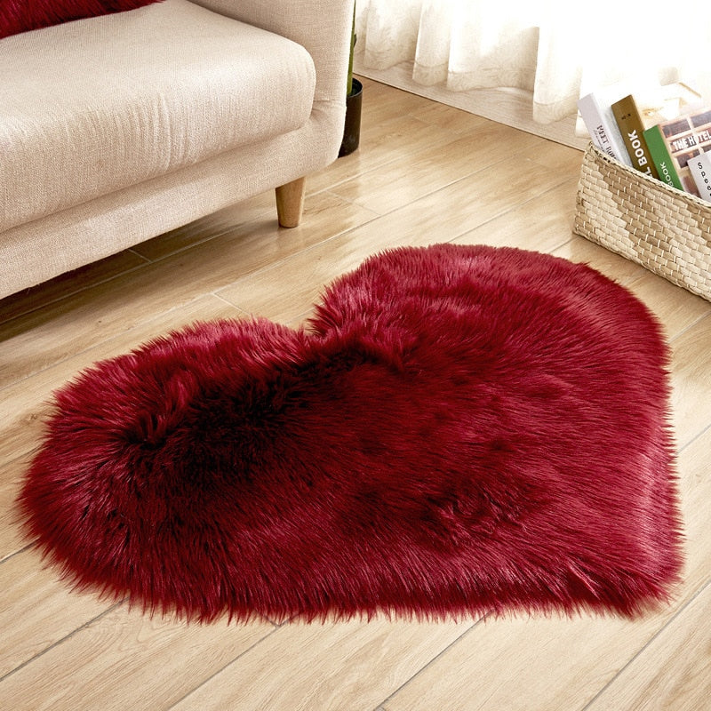 Soft Plush Fluffy Heart Rug Floor Mat For Living Room Bedroom Anti Slip Deep Pile Rug - Choose Your Color!