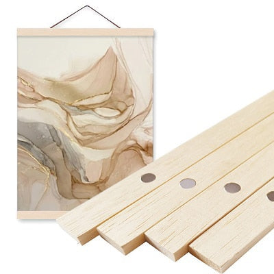 Natural Teak Magnetic Wooden Picture Hanger Frames for Wall Art fine Art Canvas Print Frame