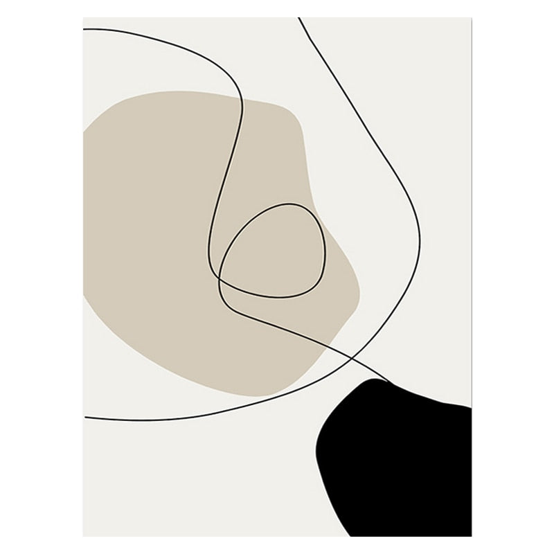Modern Minimalist Black Beige White Wall Art Fine Art Canvas Prints Abstract Pictures For Living Room Dining Room Bedroom Wall Decor