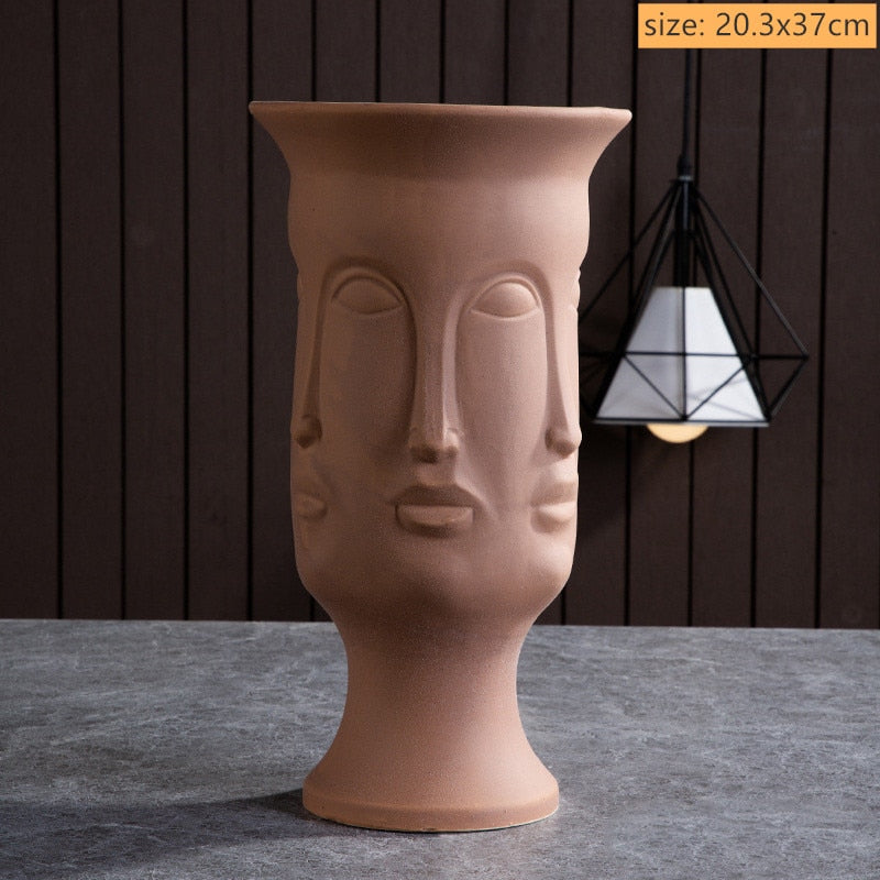 Modern Trendy Face Pot Contemporary Ceramic Human Face & Lips Flower Pot Vase For Floral Arrangements Creative Home Interior Decor