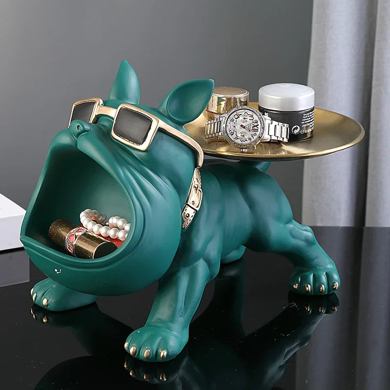 Big Mouth Bulldog Resin Statue – Cool Dog Storage Box Figurine For Living Room Coffee Table Trendy Home Decor For Dog Lovers