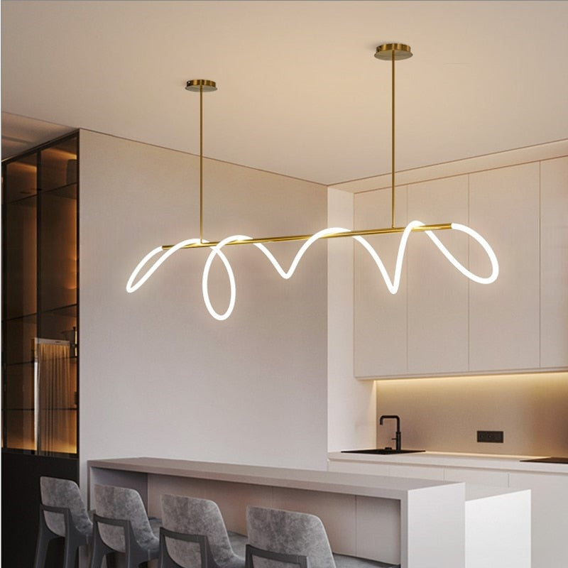 Minimalist LED Tube Lighting Suspension Chandelier Contemporary Lighting Fixture For Living Room Dining Room Modern Interior Lighting