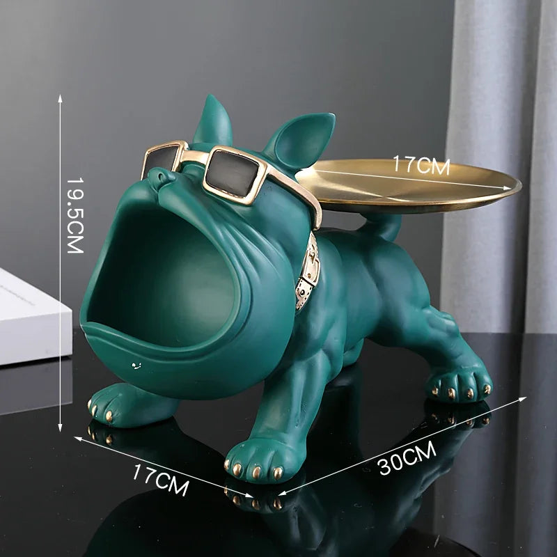Big Mouth Bulldog Resin Statue – Cool Dog Storage Box Figurine For Living Room Coffee Table Trendy Home Decor For Dog Lovers