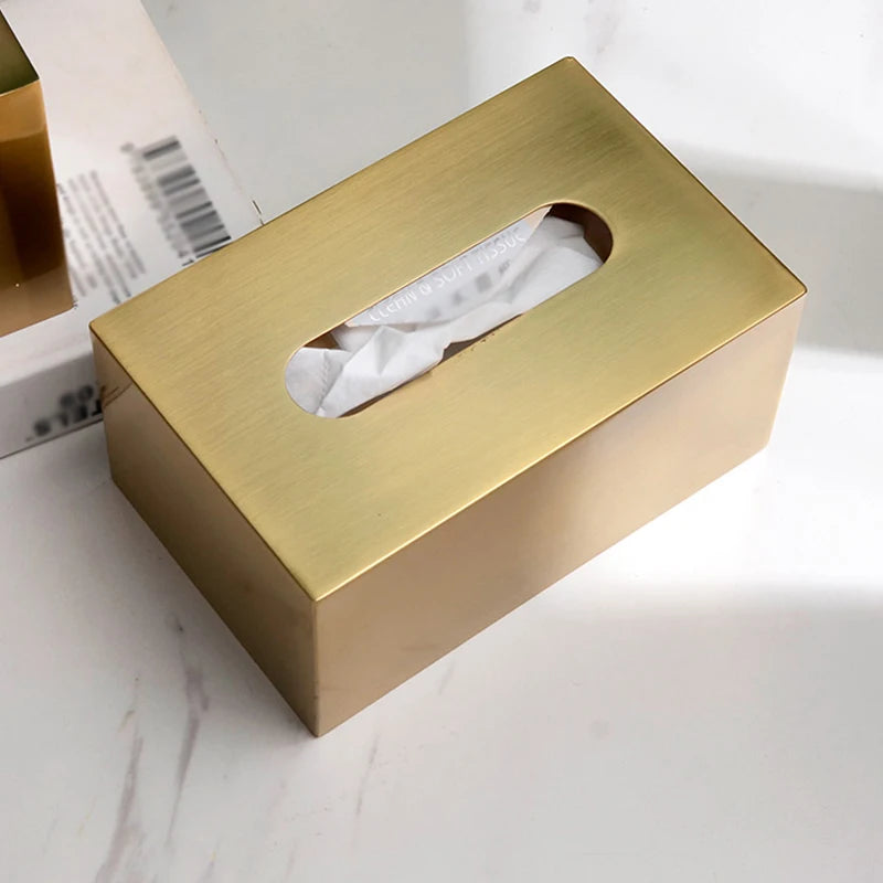 Premium Brushed Metal Tissue Box - Elegant Tissue Dispenser for Living Room Table, Desks & Hospitality Spaces