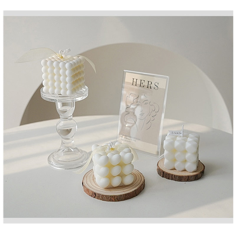 Creative Ball Cube Scented Candles Soy Wax White Geometric Aromatherapy Candles Home Minimalist Nordic Home Decoration