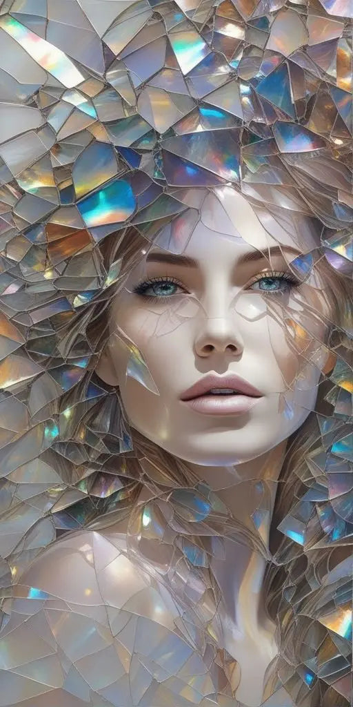 Abstract Colorful Broken Woman Face Portrait Posters: Modern Aesthetic Canvas Print Wall Art for Your Walls