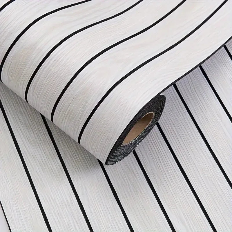 Extra Thick Wood Grain Wallpaper – Self-Adhesive Retro 3D Vertical Stripe Wallcovering, Waterproof & Removable