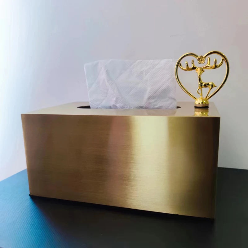 Premium Brushed Metal Tissue Box - Elegant Tissue Dispenser for Living Room Table, Desks & Hospitality Spaces