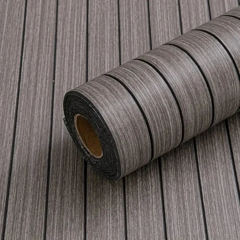 Extra Thick Wood Grain Wallpaper – Self-Adhesive Retro 3D Vertical Stripe Wallcovering, Waterproof & Removable