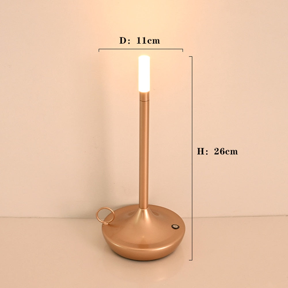 Retro Cordless Candle Stick LED Night Light Rechargeable Portable Desktop Coffee Table Light For Bedside Table