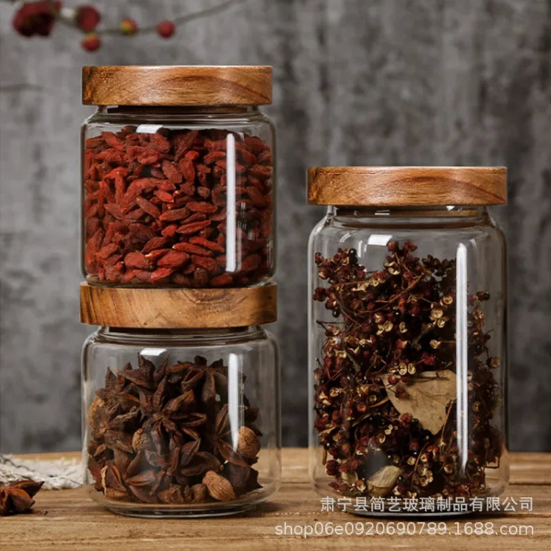 Airtight Food Storage Glass Jars With Bamboo Lid Stylish & Practical Jars For Storing Coffees Tea Leaves Grains Beans Spices Herbs etc