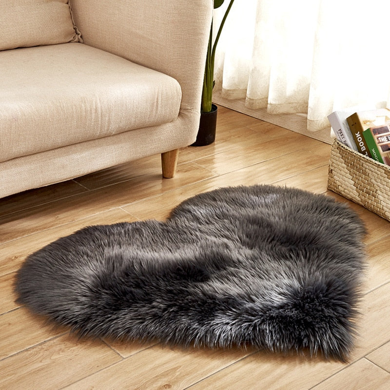Soft Plush Fluffy Heart Rug Floor Mat For Living Room Bedroom Anti Slip Deep Pile Rug - Choose Your Color!