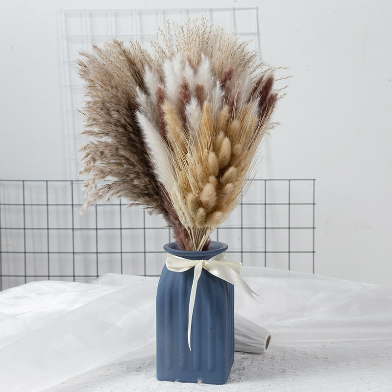 Natural Dried Pampa Grass Bouquet Boho Home Decor Phragmites Bouquet Dried Flowers Bouquet for Wedding Ramadan Decoration 80PCS