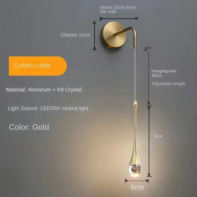 Crystal Teardrop Bubble Pendant Lamp Modern Hanging Light Fittings For Luxury Living Room Dining Room Restaurant Reception Foyer Lighting