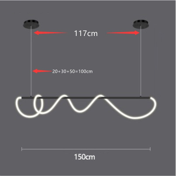 Minimalist LED Tube Lighting Suspension Chandelier Contemporary Lighting Fixture For Living Room Dining Room Modern Interior Lighting