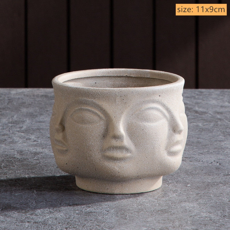 Modern Trendy Face Pot Contemporary Ceramic Human Face & Lips Flower Pot Vase For Floral Arrangements Creative Home Interior Decor