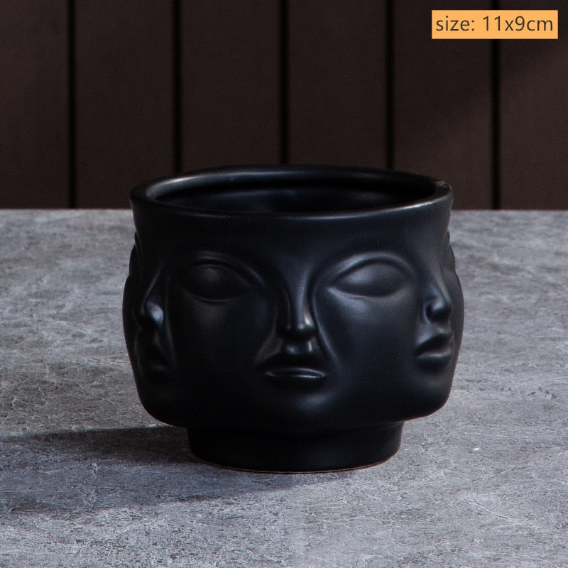 Modern Trendy Face Pot Contemporary Ceramic Human Face & Lips Flower Pot Vase For Floral Arrangements Creative Home Interior Decor