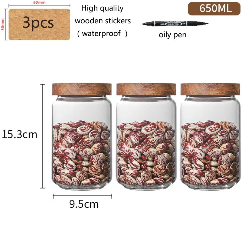 Airtight Food Storage Glass Jars With Bamboo Lid Stylish & Practical Jars For Storing Coffees Tea Leaves Grains Beans Spices Herbs etc