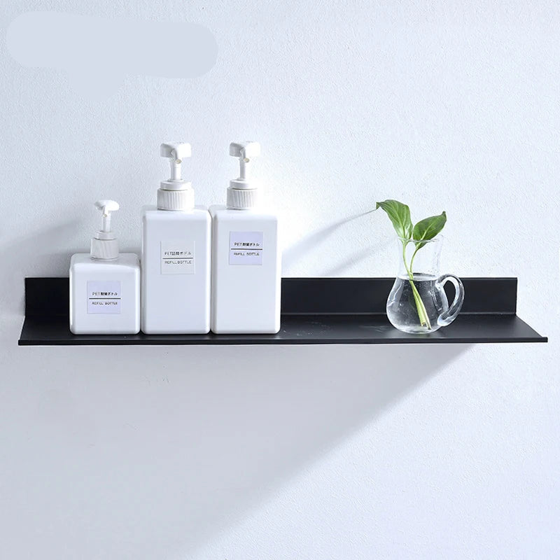 Modern Matt Black Aluminium Shelf 30-60cm Bathroom Storage Rack For Kitchen Washroom Simple Minimalist Designer Bathroom Fitting Single Tier Shelf