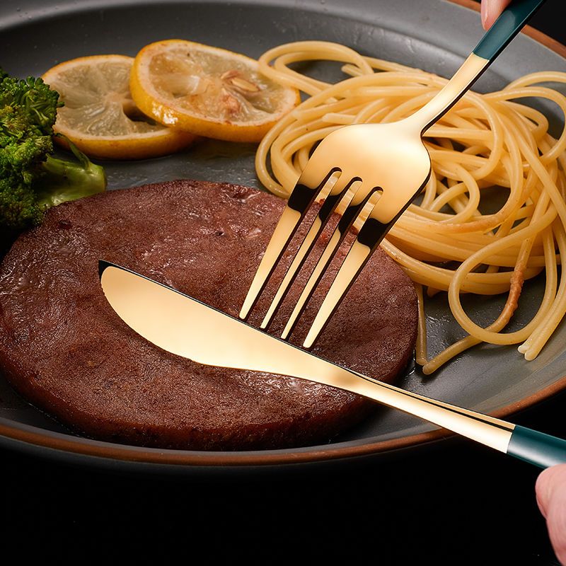 Light Luxury 24pcs Gold Dinnerware Set Stainless Steel Flatware For Modern Dining Room Dishwasher Safe Kitchen Tableware