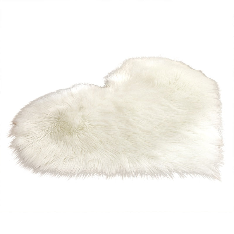 Soft Plush Fluffy Heart Rug Floor Mat For Living Room Bedroom Anti Slip Deep Pile Rug - Choose Your Color!