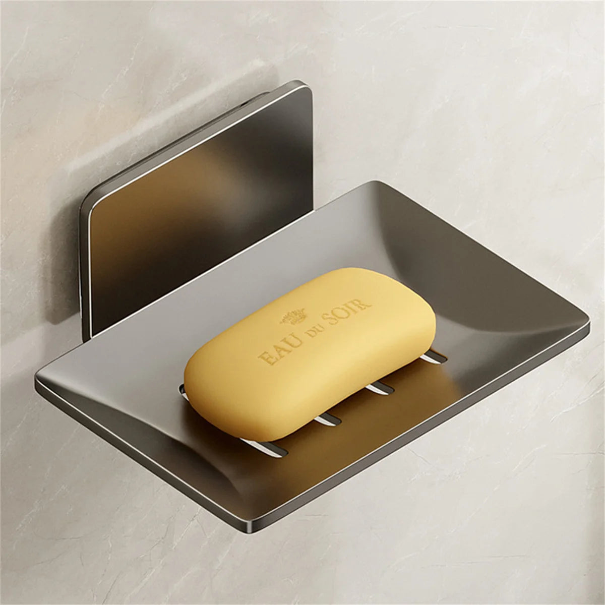 Space-Saving Aluminum Soap Holder – Wall-Mount Sponge Dish for Bathroom & Kitchen, Drill-Free Design