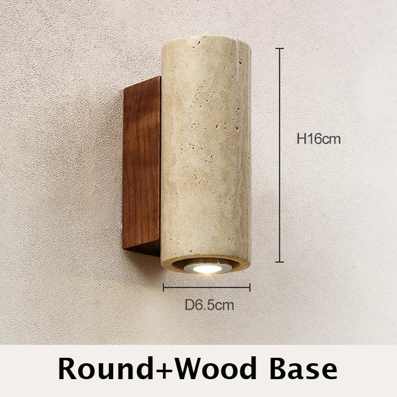 Travertine Wabi Sabi LED Wall Light – Beige Marble Wall Light for Living Room, Bedroom & Hallway