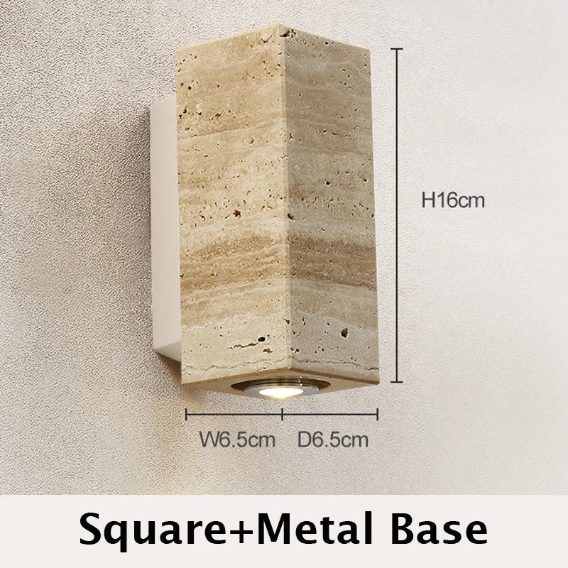 Travertine Wabi Sabi LED Wall Light – Beige Marble Wall Light for Living Room, Bedroom & Hallway