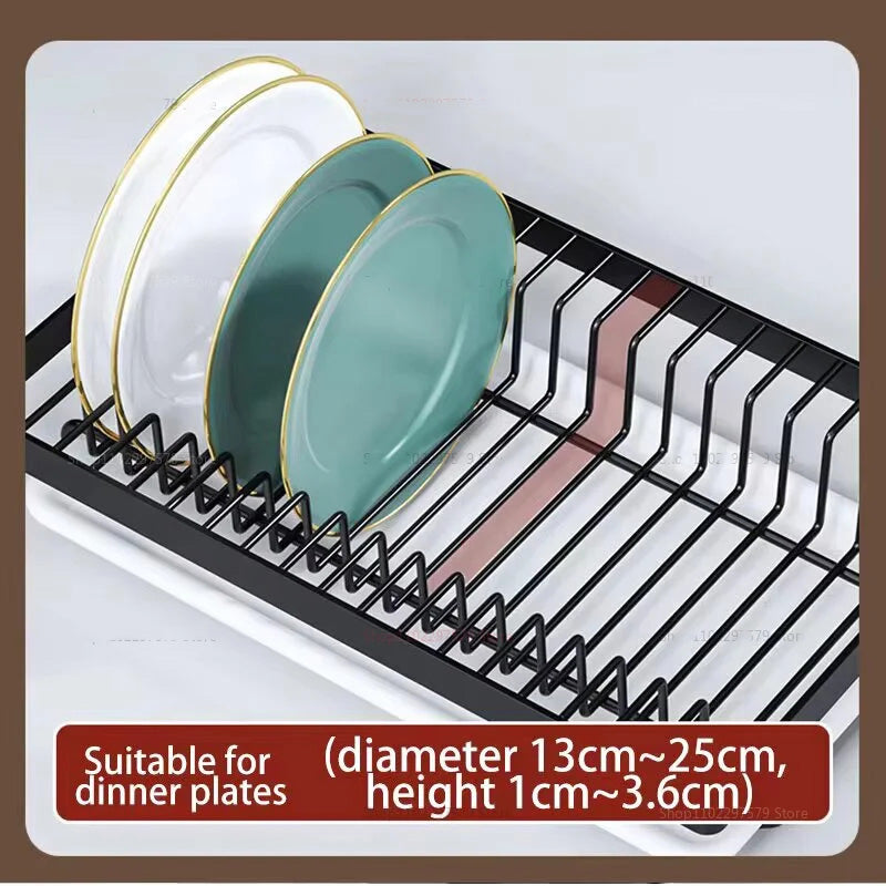 Two-Tier Compact Dish Drying Rack with Draining Board and Utensil Holder Rust-Proof Kitchen Dish Drainer For Narrow Spaces