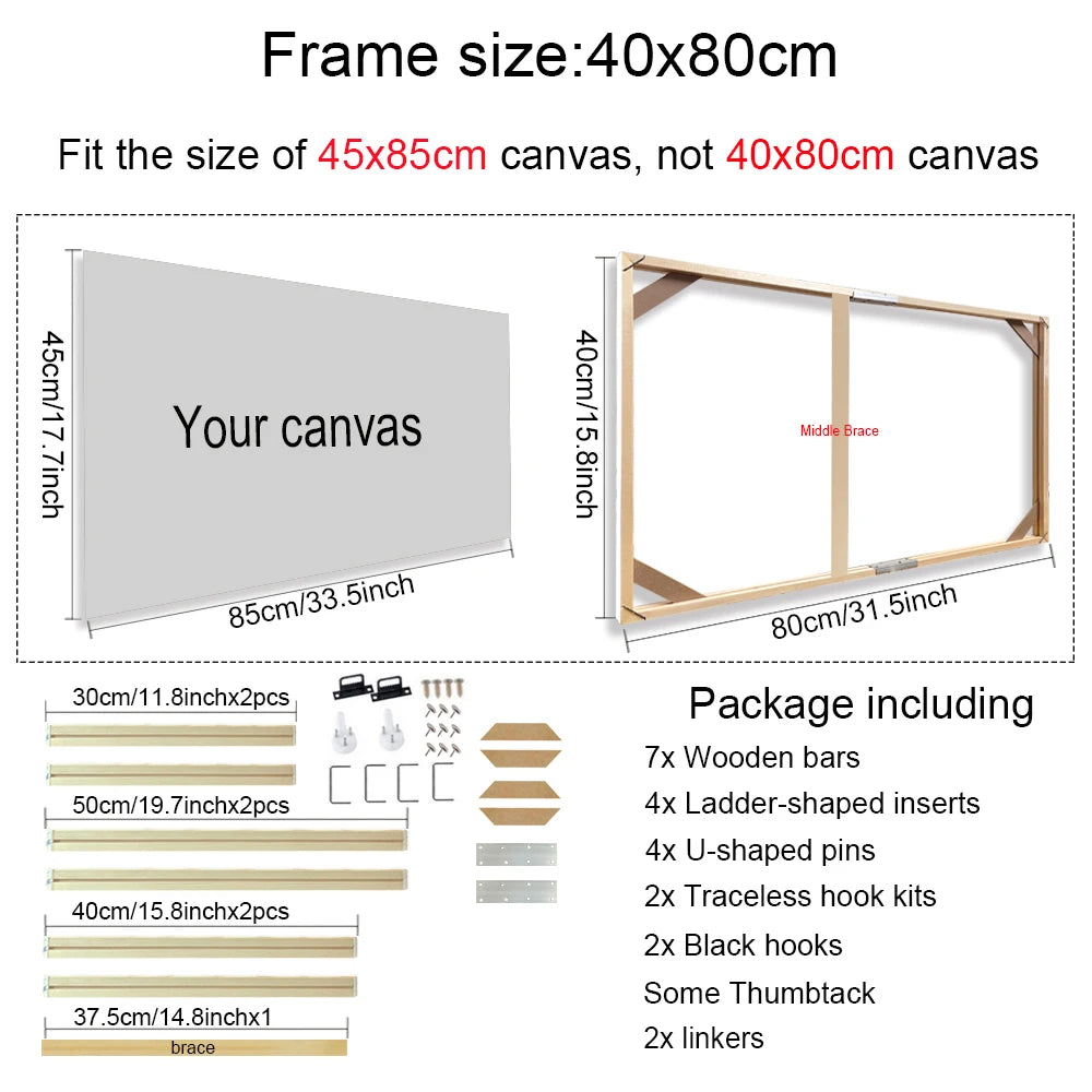 Wooden Canvas Frames – 30×40, 40×50, 60×90cm, 70x100cm etc Popular Sizes for Art & Photography etc Natural Wood DIY Canvas Framing Kits