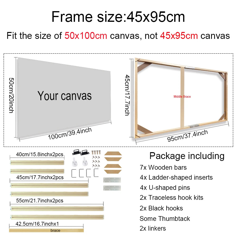 Wooden Canvas Frames – 30×40, 40×50, 60×90cm, 70x100cm etc Popular Sizes for Art & Photography etc Natural Wood DIY Canvas Framing Kits