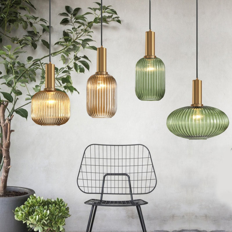 Modern Retro Stained Glass Pendant Lights Colorful Stylish Hanging Light Fittings For Kitchen Living Room Diner Contemporary Interior Lighting