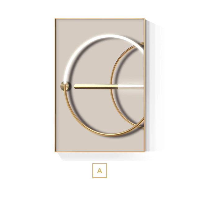 Golden Sun Moon Abstract Geometric Wall Art Fine Art Canvas Prints Modern Aesthetics Pictures For Luxury Living Room Home Office Interior Decor