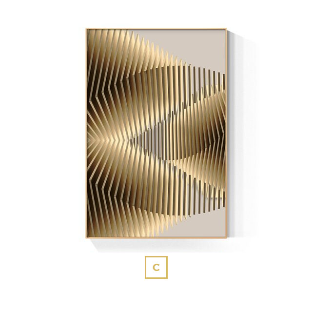 Golden Sun Moon Abstract Geometric Wall Art Fine Art Canvas Prints Modern Aesthetics Pictures For Luxury Living Room Home Office Interior Decor
