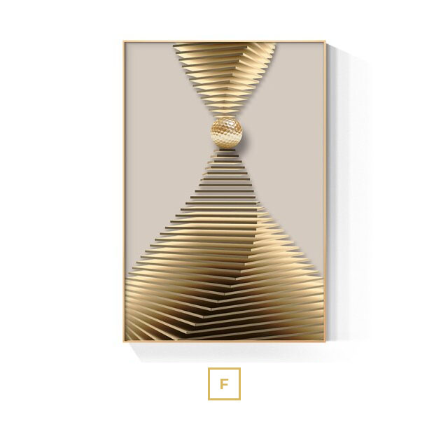 Golden Sun Moon Abstract Geometric Wall Art Fine Art Canvas Prints Modern Aesthetics Pictures For Luxury Living Room Home Office Interior Decor