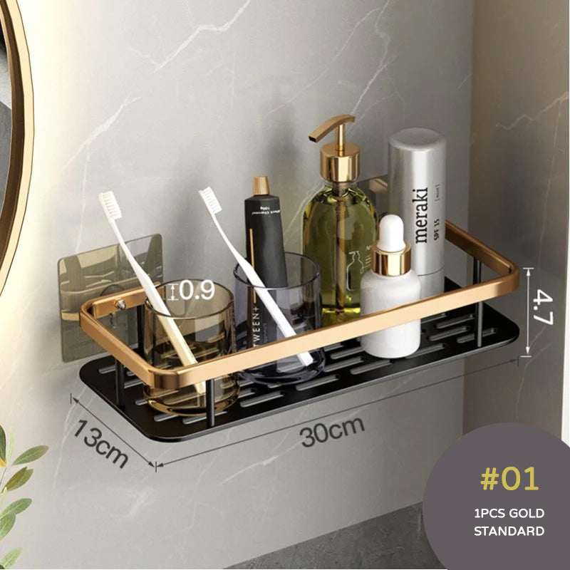 Aluminum Bathroom Shelf For Shampoo Conditioner Cosmetics Storage Washroom Shelving Sundries Organizer Modern Kitchen Shelf Racking