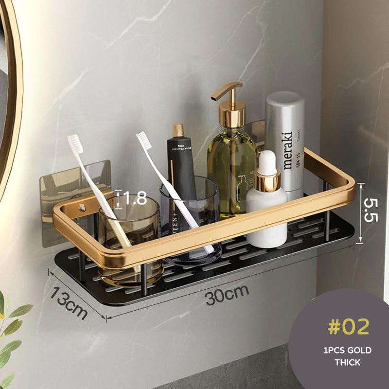 Aluminum Bathroom Shelf For Shampoo Conditioner Cosmetics Storage Washroom Shelving Sundries Organizer Modern Kitchen Shelf Racking