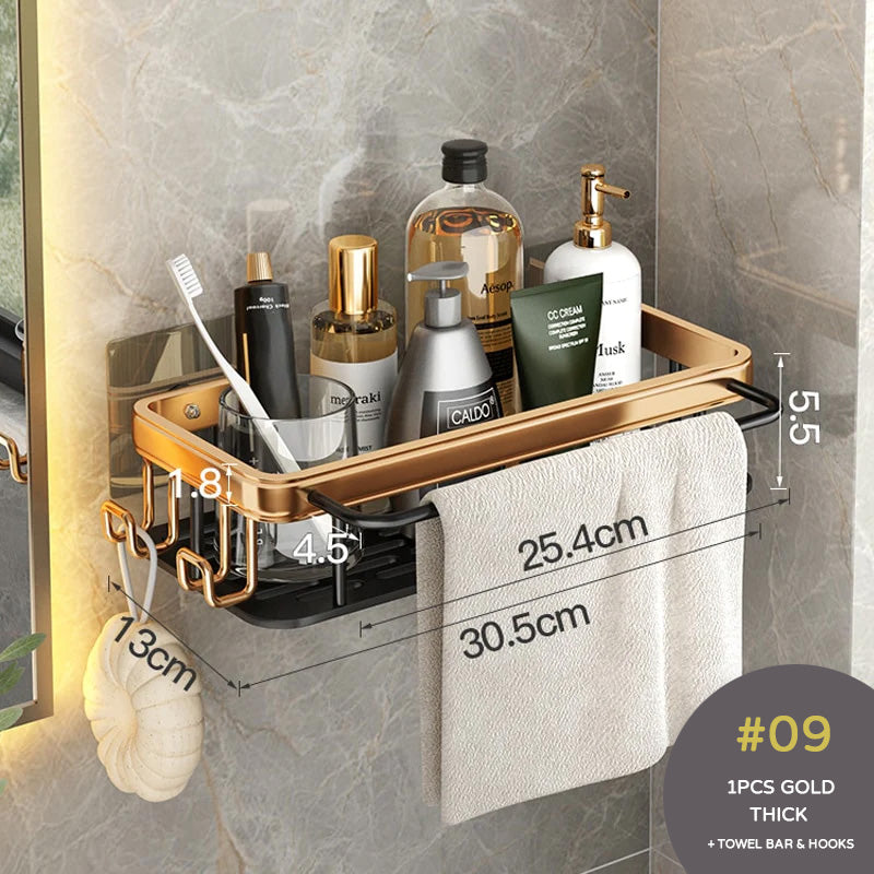Aluminum Bathroom Shelf For Shampoo Conditioner Cosmetics Storage Washroom Shelving Sundries Organizer Modern Kitchen Shelf Racking